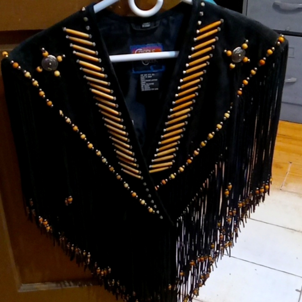 Cripple Creek Beaded Genuine Leather Throw over one size fits all
